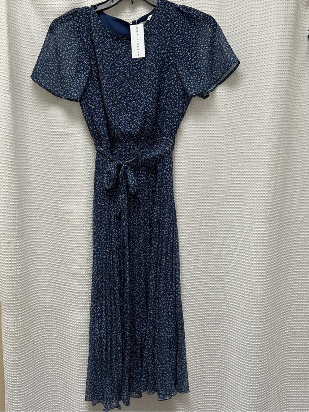 Baltic Born Navy Floral Tie-Waist Midi Dress